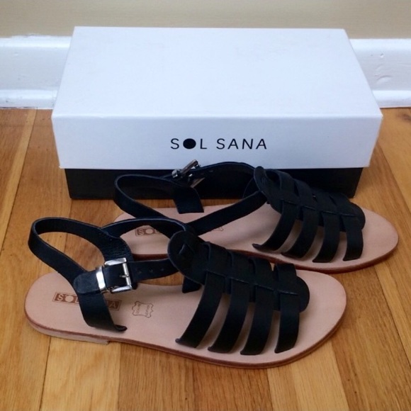 SOL SANA 'Sims' Leather Gladiator Flat Sandal - Picture 3 of 8